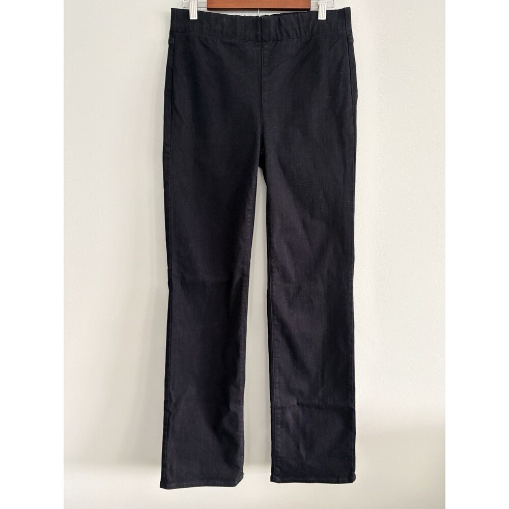 NYDJ Pull on Jeans Size Large 12-14-16 Black Straight Leg Spanspring Denim